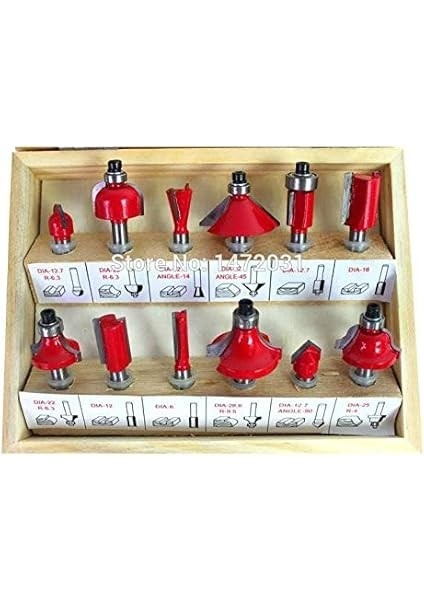12 Parçalı Ahşap Çantalı Freze Uç Takım Seti 8mm Kalıpcı Alet Seti Oyma Düzeltme indirimleri