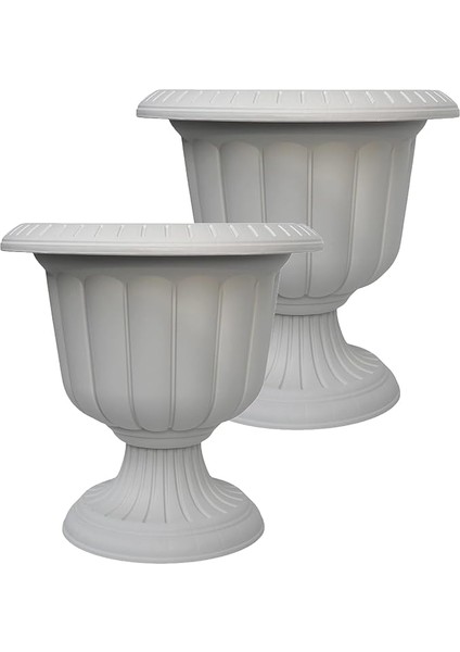Adet Plastik Ayaklı Saksı Seti 6 Lt Iç ve Dış Mekan Çiçek Saksısı 30X29 cm Kırık Beyaz