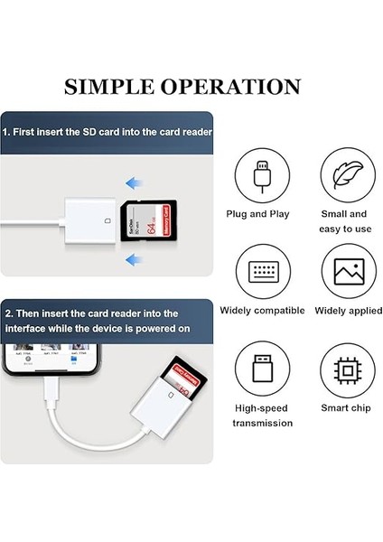iPad Için Sd Kart Okuyucu, iPhone Adaptörüne Dijital Kamera, 2'si 1 Arada Hafıza Kartı Okuyucu Adaptörü, Sd ve Tf Kart Yuvalı Fotoğraf Hafıza Kartı Adaptörü, Uygulama Gerektirmez Tak ve modelleri