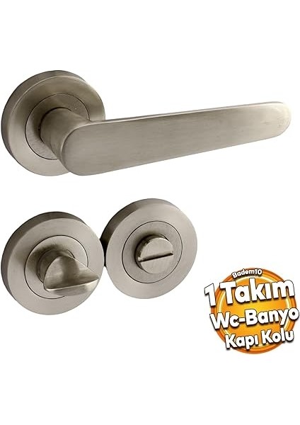 Kayı Saten Wc Banyo Uyumlu Kapı Kolu Daire Rozetli Kapı Kulpu Sağa Sola Uygun Kapı Kolları indirimleri