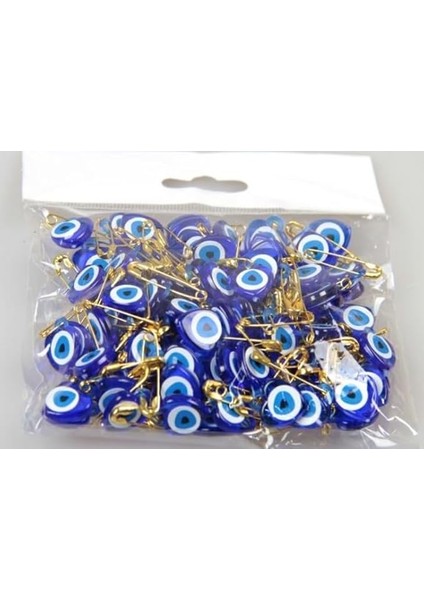 Çatal Iğneli Nazar Boncuğu 50 Adet Çengelli Iğneli Nazar Boncuğu Hobi Malzemesi