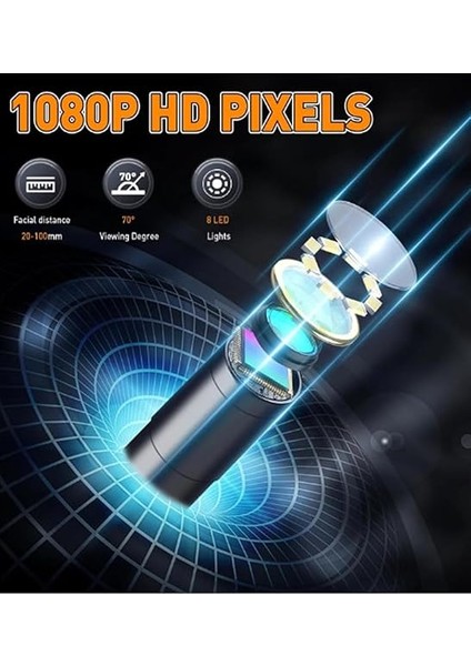 Çift Kameralı 10 mt Sert Kablo Yılan Endoskop Kamera 8 mm 4.3 Inc fırsatları