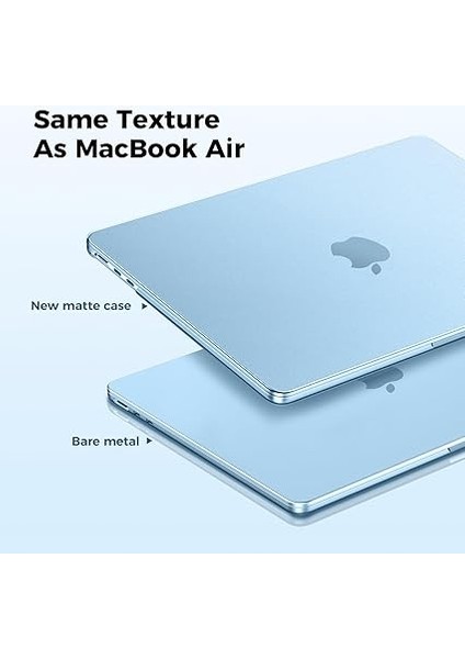 MacBook Air 13 Inç M4 M3 M2 2025 2024 2022 Için Uyumlu Kılıf [orijinal Dokuyu Sunar] 13.6" A3240 A3113 A2681 Için Ultra Ince Görünmez Yarı Saydam Sert Kabuk Kapak - Mat Gök Mavisi fiyatları