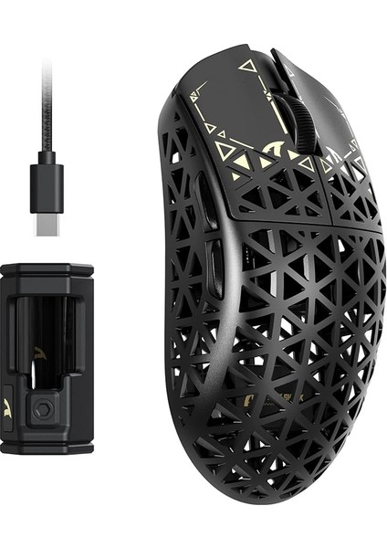 Shark R5 Ultra Kablosuz Oyun Fare Yüksek Hızlı Karbon Fiber Ultra Hafif 39G Kablo 2.4g/bt/usb-C Sensörü, PAW3950MAX Sensör, Kablosuz Problama Hızı 8khz, 42KDPI, Pc/mac - Siyah