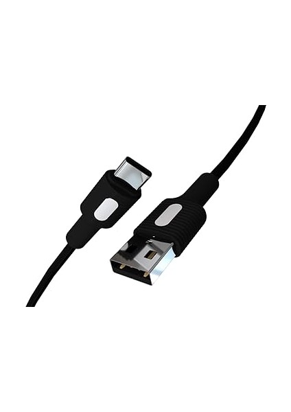 Coral USB A-C Hızlı Şarj Kablosu, Siyah Kablo, Beyaz/siyah Uçlar (150 Cm)