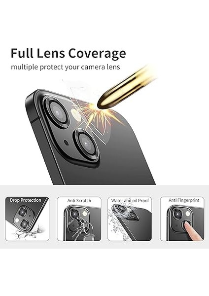 Iphone Alüminyum Alaşım Çerçeveli Tempered Glass Kamera Lens Koruyucu (Iphone 13, Black) fiyatları