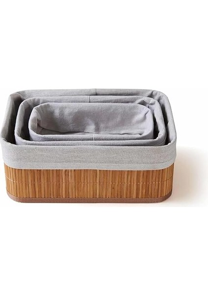 Home 3'lü Bambu Sepet Seti: Çok Amaçlı Ekmek Sepeti ve Banyo Mutfak Organizeri (Dikdörtgen) fiyatları