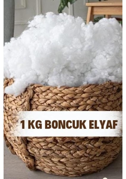 SEPETI%100 Boncuk Elyaf 1 kg Yastık Yorgan Oyuncak Malzemesi, Beyaz