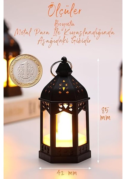 Mum Retro Sokak Lambası Tip Dumansız Pilli Alevli Dekoratif Yapay Mum Işıldak Siyah 1036-5 indirimleri