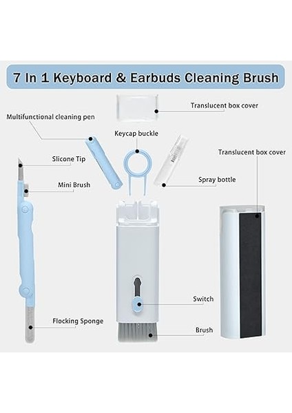 Klavye Temizleyici Fırça 7'si 1 Arada Dizüstü Bilgisayar Temizleme Kiti Yükseltme Airpods 2/pro Kulaklık Için Keycaps Çektirmeli Çok Fonksiyonlu Bilgisayar Temizleme Kiti Kamera Lensi Oyun Mekanik fiyatları