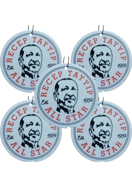 Tayyip Erdoğan 5'li Tasarımlı Araba Oto Oda Kokusu Aksesuarı Car Freshner