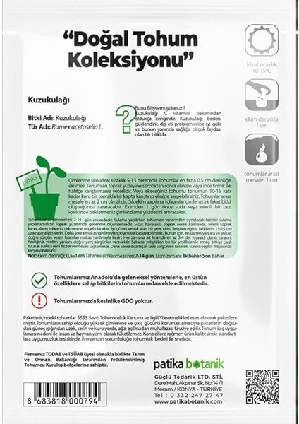 Botanik 1000 Adet Kuzu Kulağı/ekşiotu Tohumu modelleri