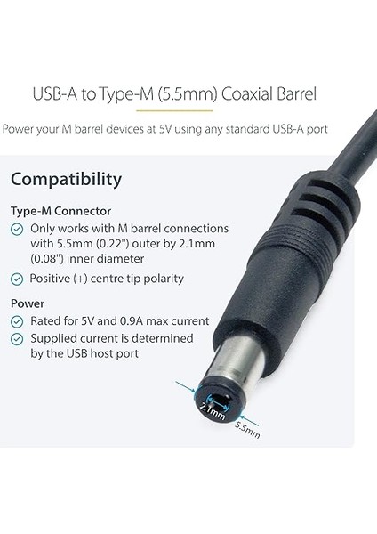 Com USB 2.0 Auf Typ N Kablo – USB A Dc 5 V 5,5 mm Fiş Güç Kablosu Fiş 2 M fiyatları