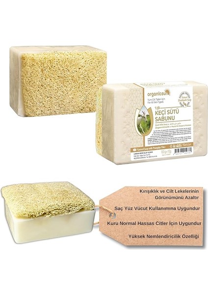 Doğal Kabak Lifli Keçi Sütü Sabunu 120 gr Tüm Cilt Tipleri Için Nemlendirici ve Yenileyici