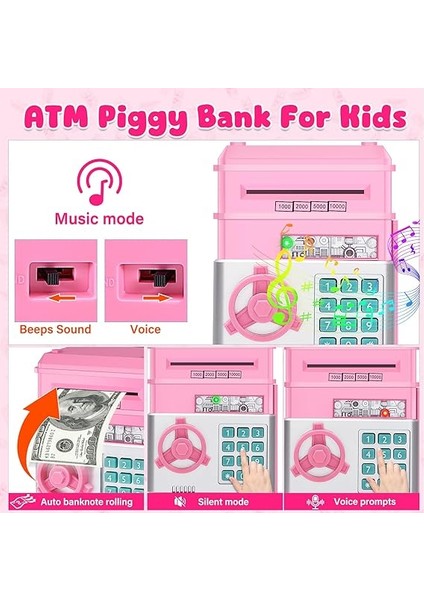 Elektronik Kumbara Kasa, Çocuklar, Kız ve Erkek Çocuklar Için, Müzik ve Sessiz Modlu, Dijital Kumbara, Şifreli Çocuklar Için Güvenli Para Kutusu, Atm Kumbara, Çocuklar Için Bozuk Para, Hediye, fiyatları