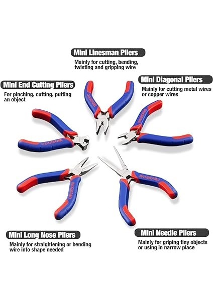 Mini Pense Seti, 5 Parça, Linesman Pense, Sivri Pense, Yan Kesici, Sivri Pense, Düzenleyici Çantalı Sivri Pense fiyatları