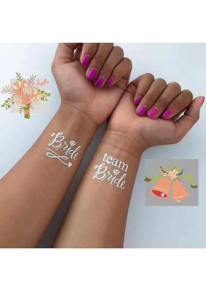 Winky Bride To Be 1 Bride 10 Team Bride Gold Renkli Gümüş Geçici Dövme Bekarlığa Veda Dövme Gümüş fiyatları
