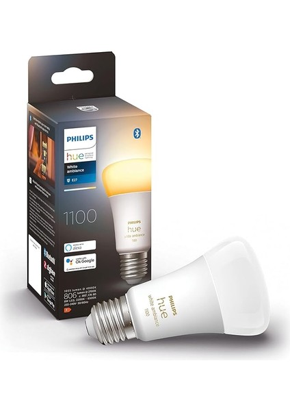 Huewa 8-75W Beyaz Ambiyans Akıllı E27 LED Ampul, Bluetooth Özellikli