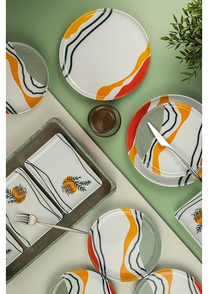 Porselen Moderna 18 Parça 6 Kişilik Ikram Seti Estate