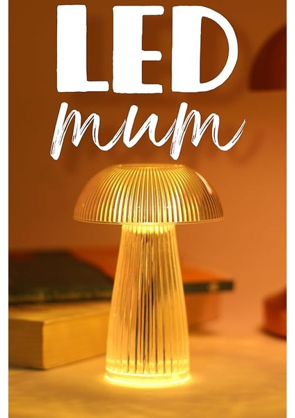 Mum Kristal Tip Pil Dahil Dumansız Alev Ledli Yapay Dekoratif Mum Dekor Işığı Şeffaf PT429