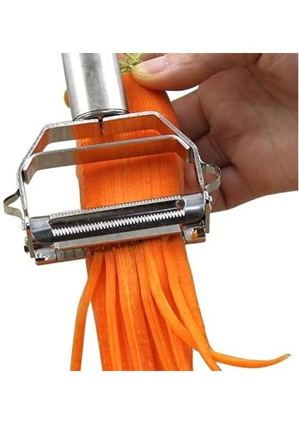 Paslanmaz Çelik Silikon Saplı Soyucu ve Jülyen Dilimleyici, 4 Yönlü Pratik Sebze Kesici, Çok Amaçlı Mutfak Dilimleyici modelleri