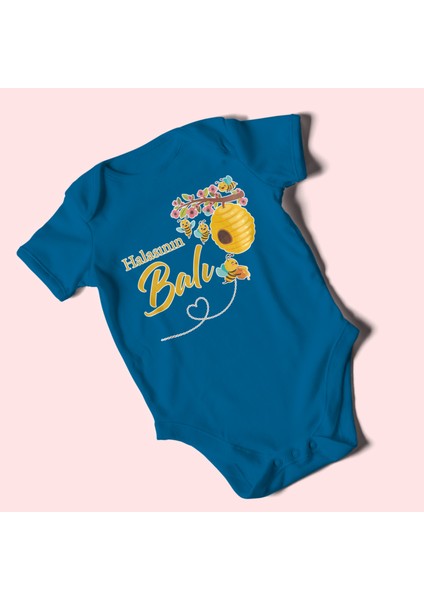 Halasının Balı Baskılı Bebek Zıbını – Çıtçıtlı Body 8 Renk | %100 Pamuk Kısa Kol modelleri