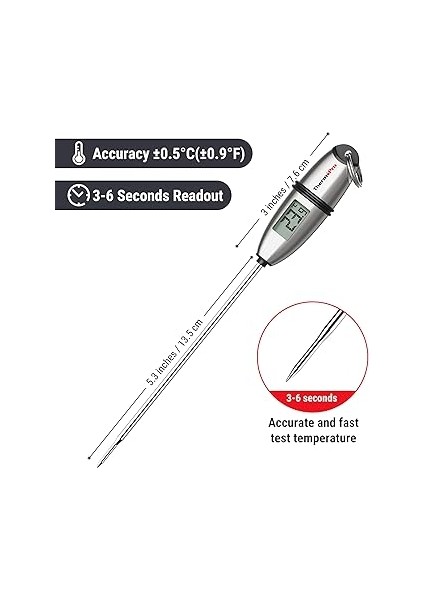 TP02S 5 Saniyede Anında Okuma Mutfak Termometresi Dijital Gıda Termometreleri Uzun Problu Et Barbekü Gıda Sıvıları Yağ Su fiyatları