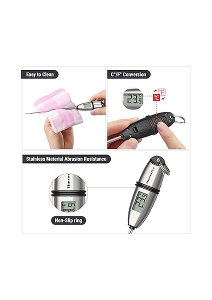 TP02S 5 Saniyede Anında Okuma Mutfak Termometresi Dijital Gıda Termometreleri Uzun Problu Et Barbekü Gıda Sıvıları Yağ Su indirimleri