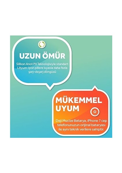 iPhone 7 ile Uyumlu Batarya Mucize Batarya Deji - Orijinal Mah Kapasite fırsatları