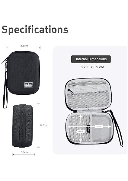 Gadget Organizer Case Seyahat Yönlendiricisi GL-AXT1800/ MT1300/ SFT1200/ E750, Şarj Cihazları, Kablo ve Aksesuarlar Için, Sağlam ve Uzun Ömürlü Çanta, Eva El Taşıma Çantası, Darbeye Dayanıklı, Su fiyatları