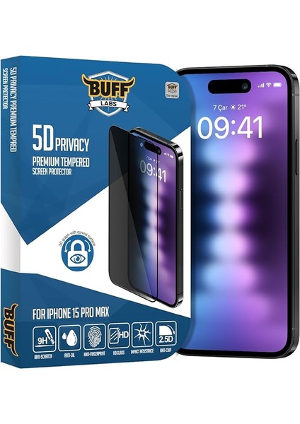 Labs iPhone 15 Pro Max ile Uyumlu 5d Privacy Hayalet Ekran Koruyucu