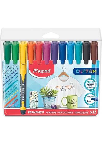 512511 Permanent Marker, Ince Uclu, Askili Paket 12'li