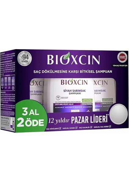 Siyah Sarımsak 3 Al 2 Öde Saç Dökülmesine Karşı Bitkisel Şampuan (3 x 300 Ml)