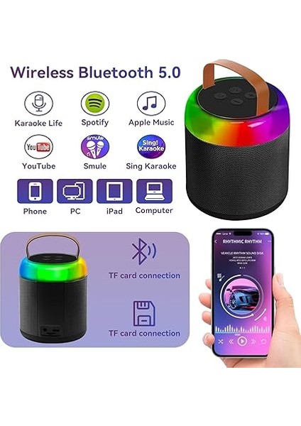 Taşınabilir Karaoke Makinesi, 2 Kablosuz Mikrofonlu Taşınabilir Bluetooth Hoparlör, Çocuklar Yetişkinler Için Müzik Çalar, Erkekler ve Kızlar Için Doğum Günü Hediyeleri (Siyah) modelleri
