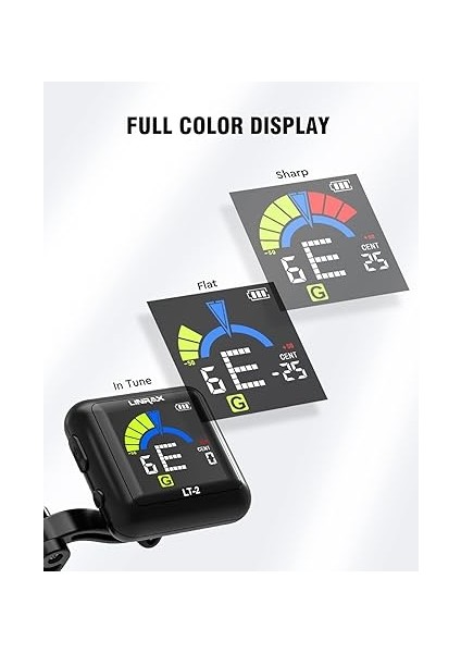 Lt-2 Gitar Tuner Şarj Edilebilir Akort Aleti, Gitar Bas Ukulele Keman Viyola Banjo Mandolin Için Klipsli Tuner, LCD Renkli Ekranlı Kromatik Tuner, Dijital Akort Cihazı, Gitar Aksesuarı, Siyah fırsatları