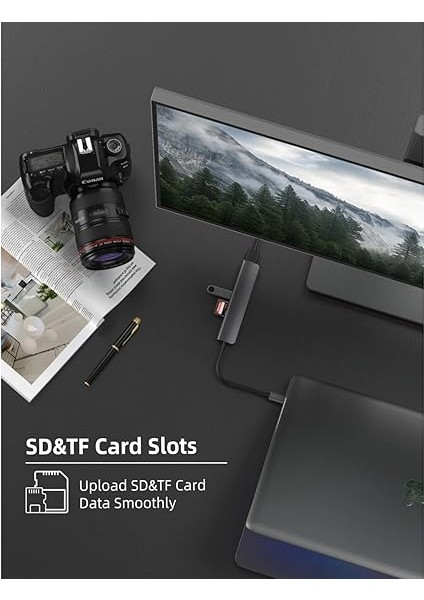 Fc-17 Type-C To 3*usb 3.0 4K Ultra Hd HDMI Sd Tf Kart Girişli 7ın1 Çevirici Hub Adaptör fırsatları