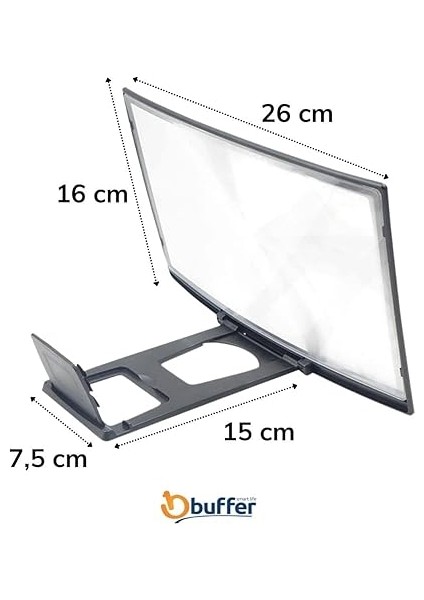 Curved Model Katlanabilir 3D Ekran Büyütücü Amplifikatör Projektör Standı Tüm Akıllı Telefonlara Uyumlu indirimleri