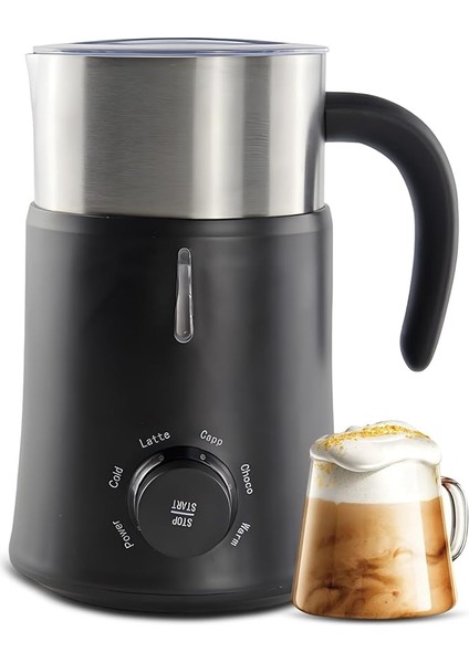 1 Arada Elektrikli Süt Köpürtücü - 24OZ/700ML Sıcak ve Soğuk Köpük Makinesi ve Latte/cappuccino/sıcak Çikolata Için Süt Isıtıcı 500W Kaymaz Kahve Köpürtücü Youmaxe