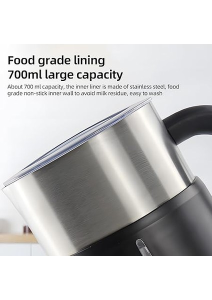 1 Arada Elektrikli Süt Köpürtücü - 24OZ/700ML Sıcak ve Soğuk Köpük Makinesi ve Latte/cappuccino/sıcak Çikolata Için Süt Isıtıcı 500W Kaymaz Kahve Köpürtücü Youmaxe modelleri
