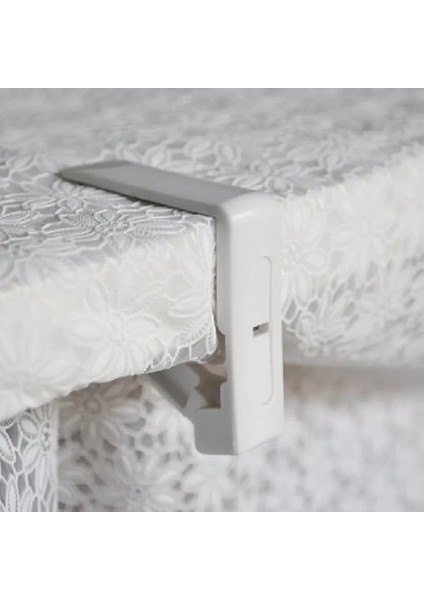 Plastik Masa Örtüsü Tutacağı Yaylı Mandal Kayma Önleyici Tutucu Sabitleyici Kıskaç Klips Aparat (Beyaz, 8'li)