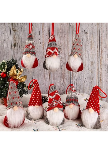 Noel Cüceleri Asılı Süsler 8'li Set, Isveç Cücesi El Yapımı Peluş Noel Baba Elfleri Noel Ağacı Asılı Süslemeler Tatil Noel Süslemeleri