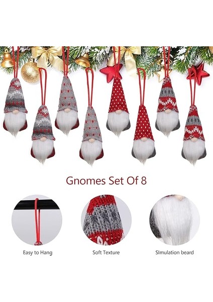 Noel Cüceleri Asılı Süsler 8'li Set, Isveç Cücesi El Yapımı Peluş Noel Baba Elfleri Noel Ağacı Asılı Süslemeler Tatil Noel Süslemeleri modelleri