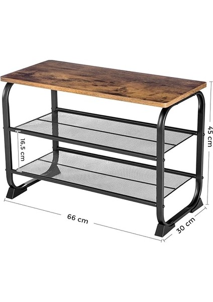 Ayakkabı Dolabı, 2 Izgara Raflı, Yuvarlak Çerçeve, Basit Montaj, Ahşap Görünüm, Vintage LMR32BX, 66 x 45 x 30 cm modelleri