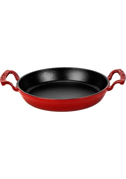 Döküm Yuvarlak Sahan Döküm Demir Yekpare Çift Kulplu ÇAP(Ø)24CM. Kırmızı