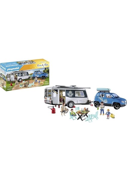 Family Fun 71423 Arabalı Karavan, Kamp, Doğada Çok Yönlü Kamp Eğlencesi, Kapsamlı Aksesuarlar, Tüm Ülke Çapında Ortak Aile Gezisi, 4 Yaş ve Üzeri Çocuklar Için Oyuncak