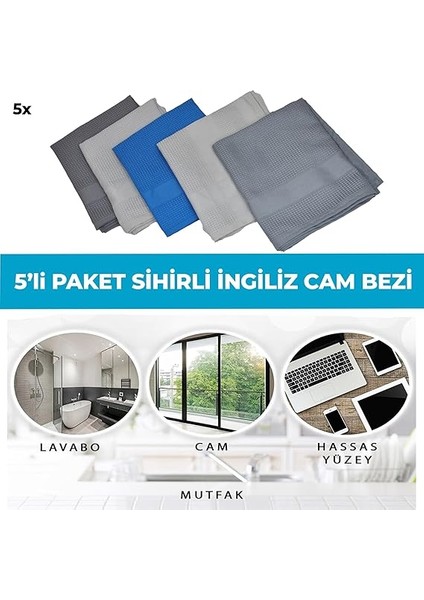 Mikrofiber Temizlik Bezi 5'li Paket, 60X40 cm Çok Amaçlı Sihirli Araba Cam, Toz, Mutfak, Oto ve Motosiklet Temizlik Bezi fiyatları