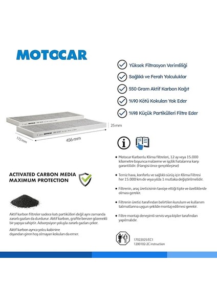 1200 102-2C Hepa Üstü Karbonlu Klima Filtresi Set (Tesla Model Y (2020&LT;&GT;2025) - Model Y Juniper (2025&GT;) fiyatları