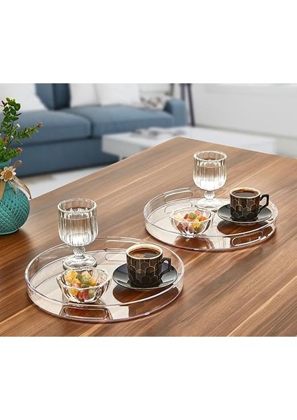 Şık Kristal Kek Fanusu Tutma Saplı 27 cm | Ikramlık Sunumluk (Yuvarlak) modelleri