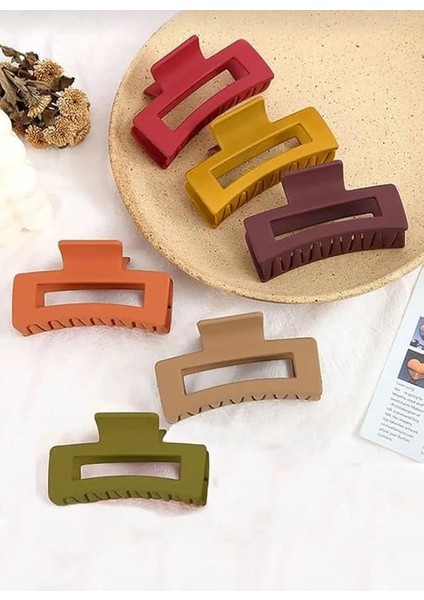 6 Adet Büyük Renkli Kadın Mandal Toka (Renkli, Bag 9cm)