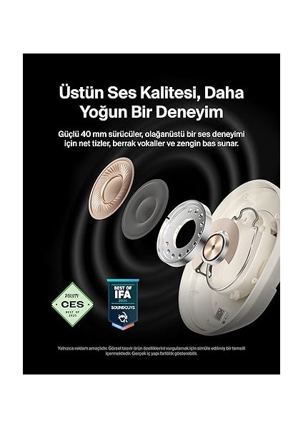 AUD008 Sf Kafaüstü Kulaklık-Krem - 60 Saat Oynatma Özellikli Kulak Üstü Kulaklık, Derin Bas, Cloudcushion Kulaklık fiyatları
